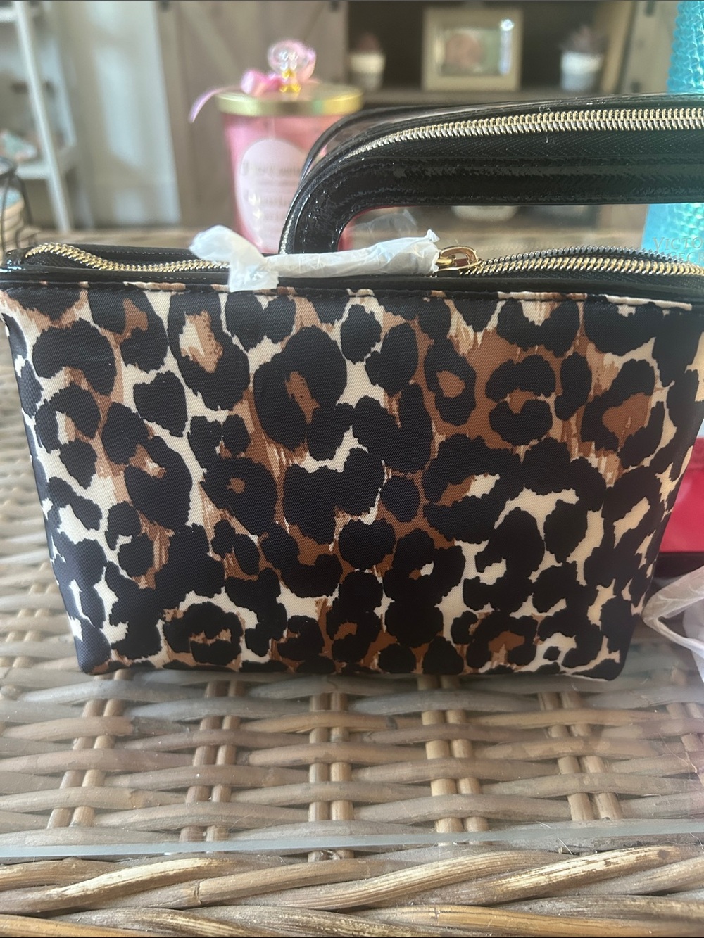 Victoria's Secret Red, Black & Leopard Cosmetic Bag Set - Picture 3 of 13